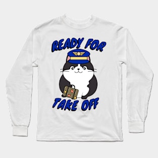 Funny Pilot fat cat Long Sleeve T-Shirt